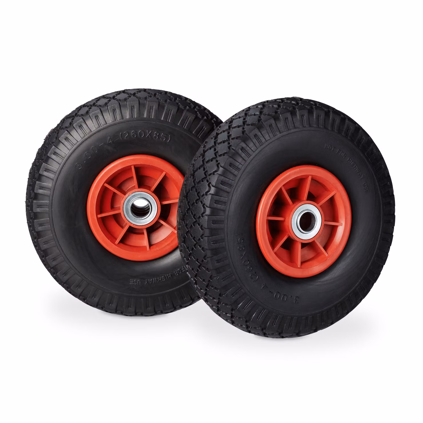 8 ruote per carrello a mano, pneumatici in gomma piena anti-foratura, 3,00-4 pollici, asse da 20 mm, fino a 80 kg, ruota di ricambio 260x85 mm, nero-rosso