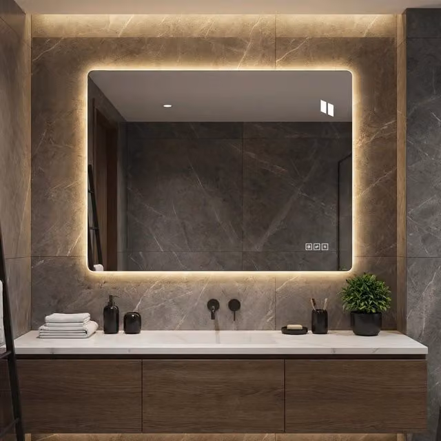 Specchio bagno led 60x80 specchio senza cornice moderno antiappannamento dimmerabile argento