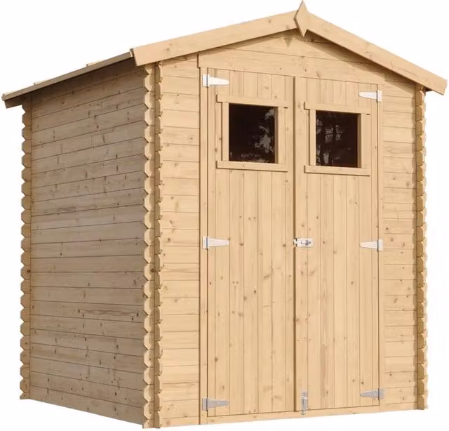 Casetta da giardino in legno TIMBELA per esterni con pavimento trattato, colore grigio e beige, L: 196 cm, P: 186 cm, H: 218 cm