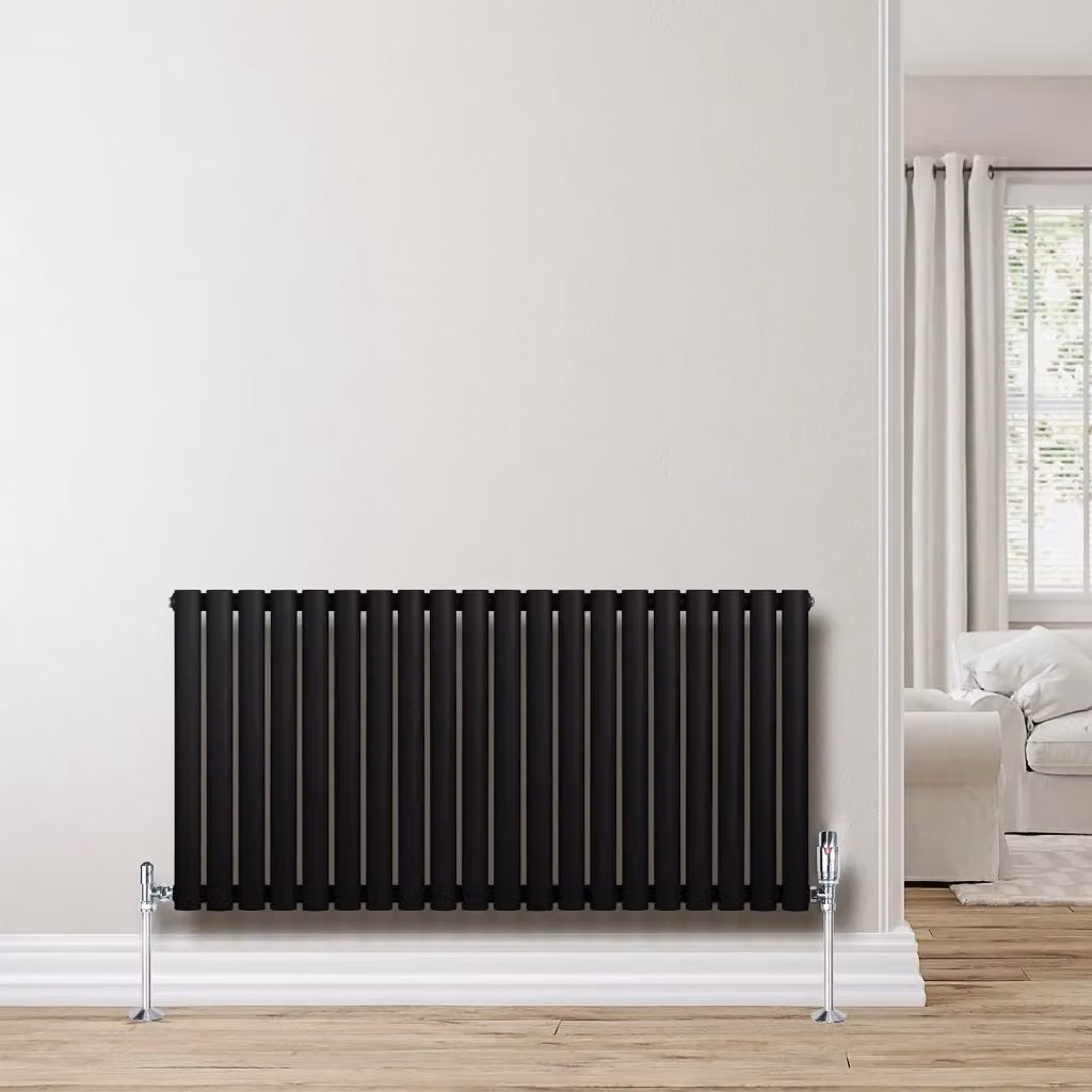 Radiatore Orizzontale Design Ovale Colonna Singola Monstershop in Acciaio Nero L: 120 cm, H: 60 cm – 2
