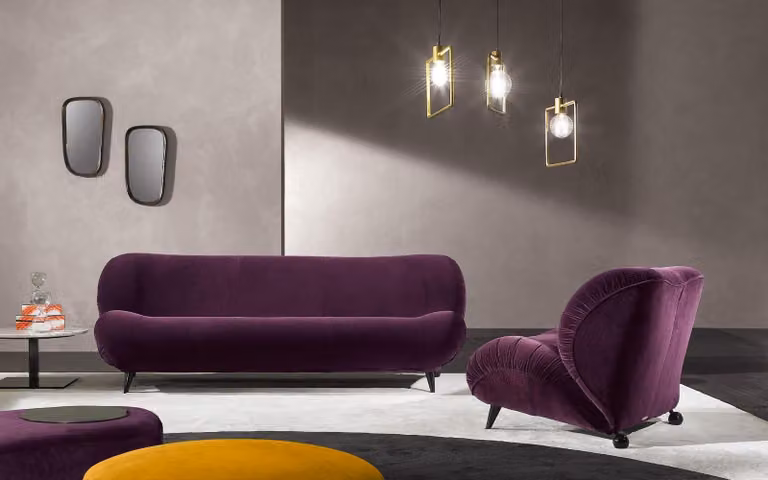 Gruppe Set Sofagarnitur 3+1 Sitzer 2tlg. Möbel Sofas Sessel Luxus Sitz Lila