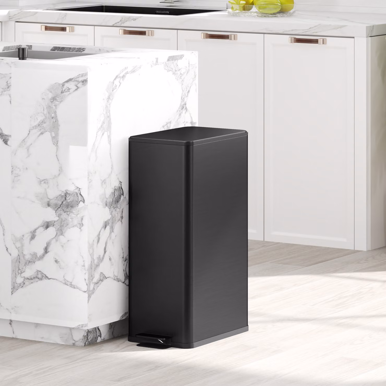 Cestino Spazzatura HOMCOM da 20L con Chiusura Soft Close e Secchio Rimovibile, Acciaio e Plastica, Nero, L: 37.2 cm, P: 21.5 cm, H: 57 cm – 2