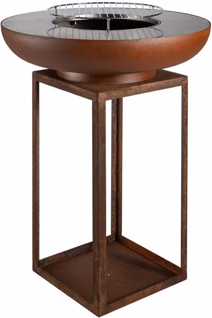 Barbecue a Legna Giordanoshop in Acciaio con Effetto Ruggine e Dettagli in Legno, L/P/H: 75 x 33 x 97 cm