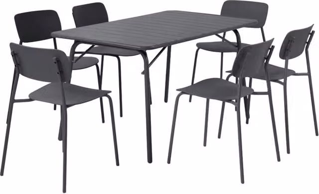 Set tavolo da giardino pieghevole in metallo con 6 sedie, antracite