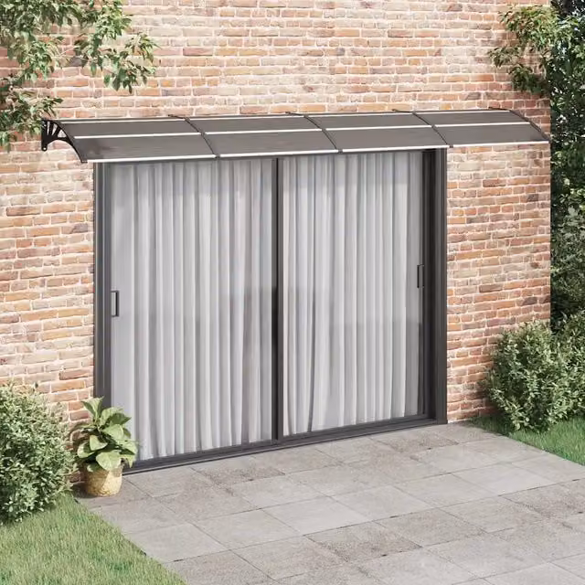 Pensilina per porta vidaXL in policarbonato nera L: 400 cm, P: 100 cm – 1