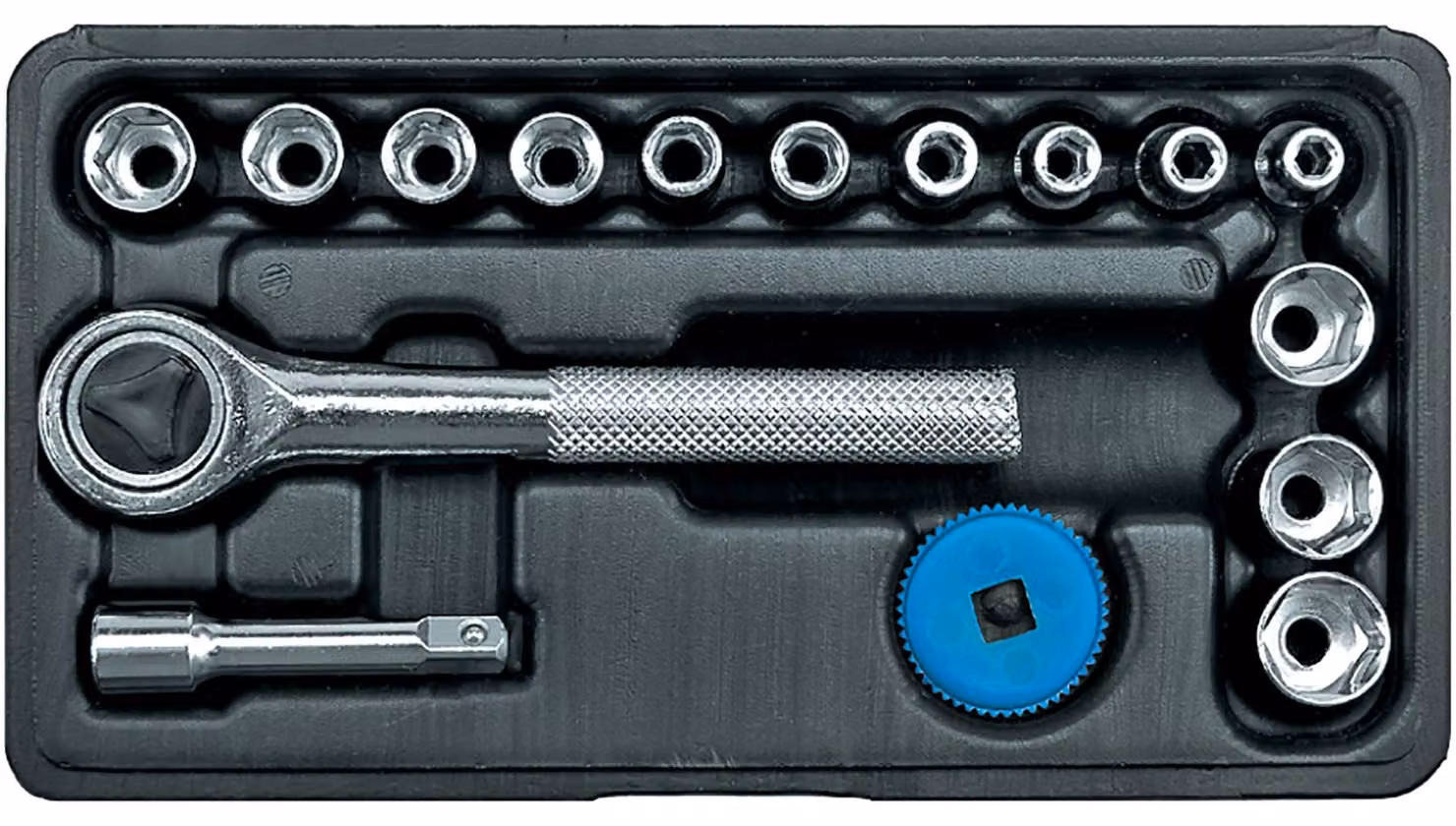 Set di chiavi a bussola da 1/4", da 4 a 13 mm, 16 pezzi.