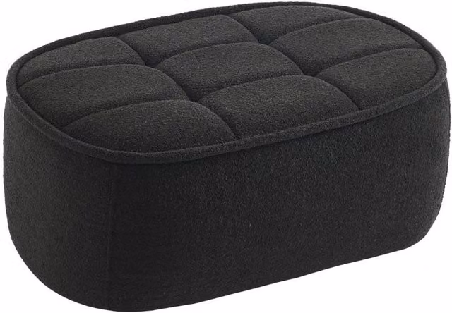Poggiapiedi per poltrona Sweeek in bouclé nero, L: 63 cm, P: 40 cm, H: 40 cm