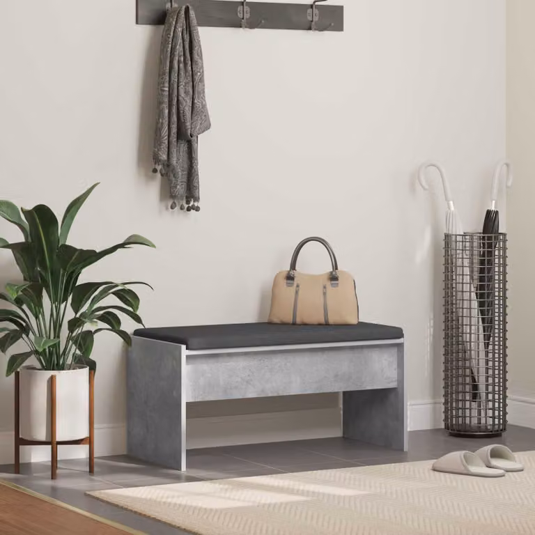 Panca per ingresso moderna vidaXL con cuscino in tessuto Grigio, L 83 x P 38 x H 40 cm