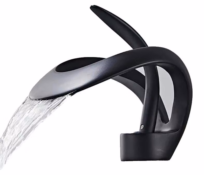 Miscelatore per lavabo, da montare a parete, struttura in acciaio inossidabile, colore nero