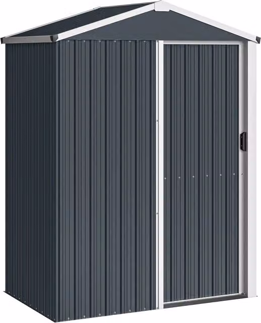 Casetta Box Porta Attrezzi da Giardino Giordanoshop in Acciaio Zincato Grigio con Porta Scorrevole Bloccabile L/P/H: 136 x 87 x 179 cm