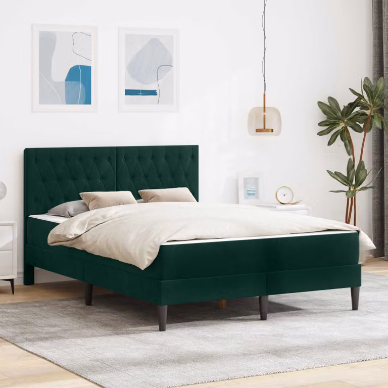 Letto con materasso vidaXL in velluto verde scuro L/P/H: 160 x 200 x 102 cm