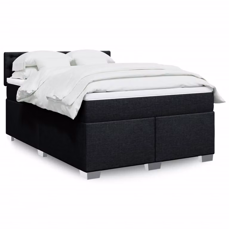 vidaXL Giroletto a Molle Ibrido con Materasso in Tessuto Nero 160x200 cm