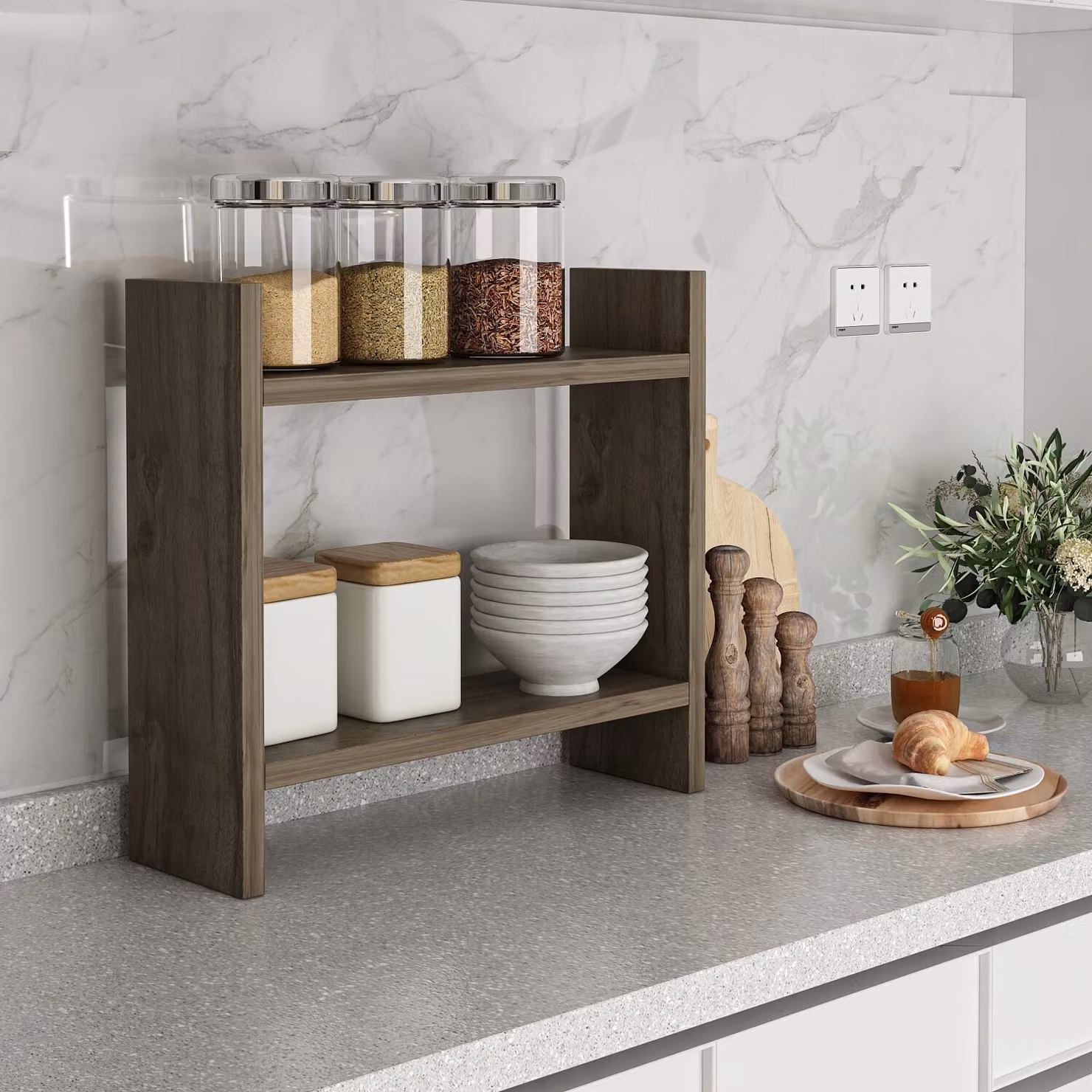 Skye Decor, Denver - Walnut, scaffale da cucina, 100% MELAMINICO RIVESTITO IN TRIVENNELLO, noce, 34 x 30 x 10 cm