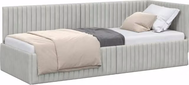 Letto singolo | Letto per adulti | Cornice del letto ad angolo Grigio chiaro 80 cm x 200 cm