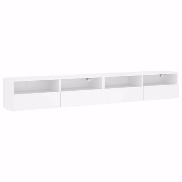Set di 2 Mobili TV a Parete Bianchi in Legno Multistrato per Soggiorno Moderno L 100 x P 30 x H 30 cm – 1