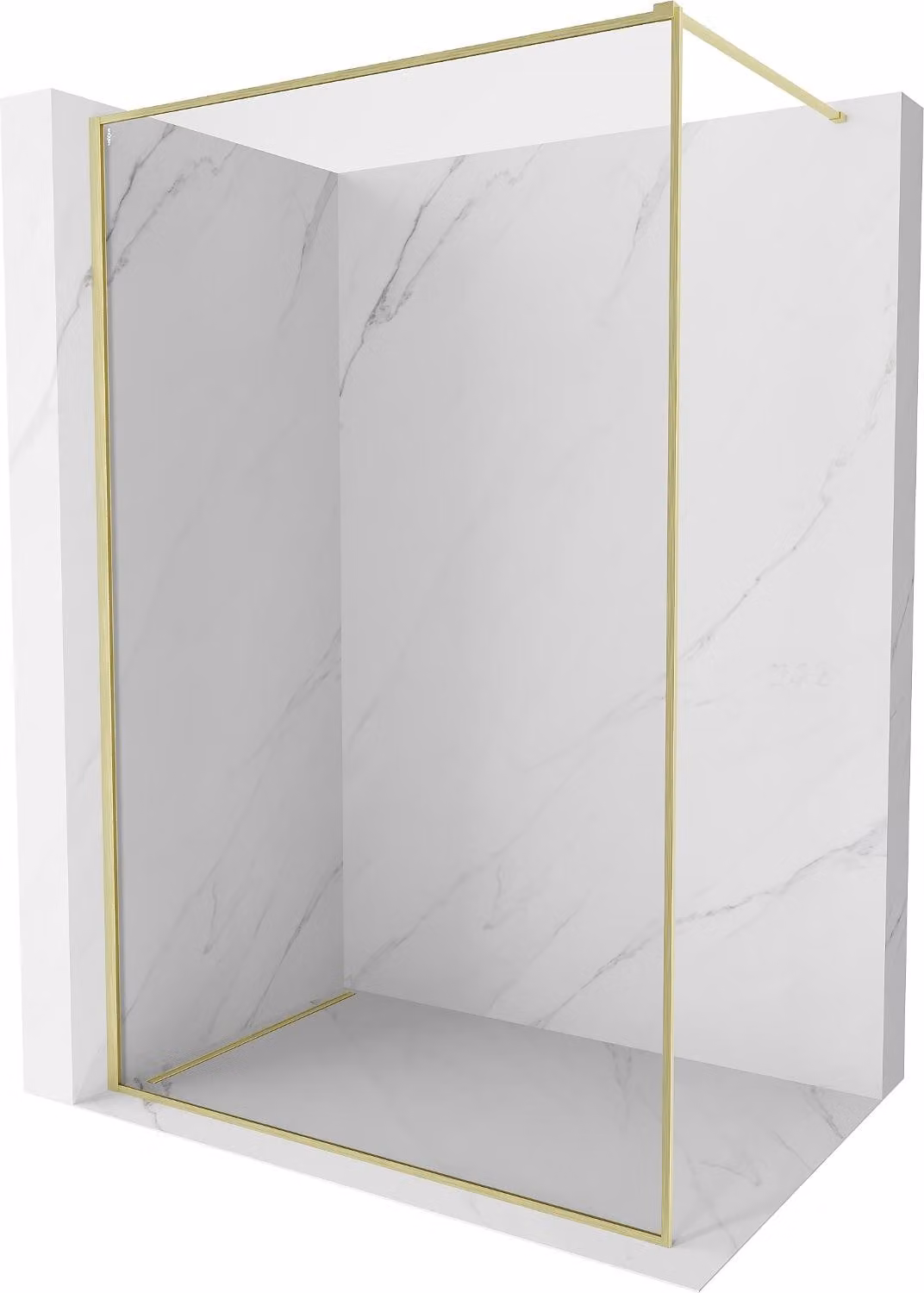 Mexen Kioto-F Parete doccia Walk-in con cornice 60 x 202 cm, trasparente 8 mm, oro spazzolato - 800-060-104-55-00