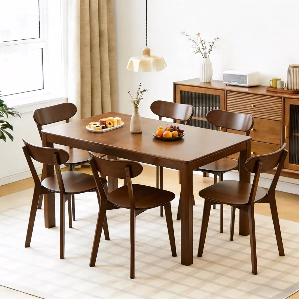 Sedia da pranzo REDOM in legno massello stile mid-century colore noce – 2