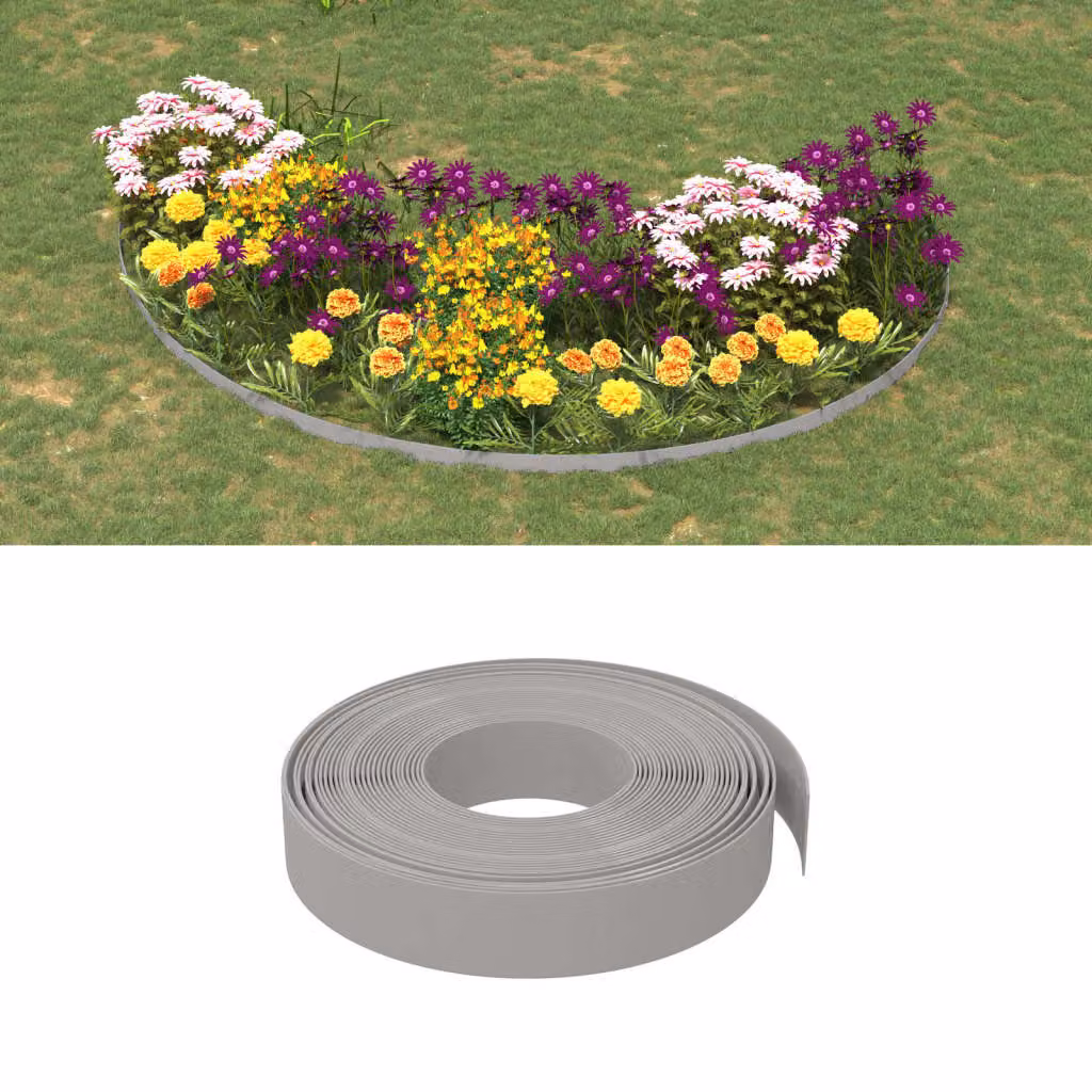 Bordatura da giardino vidaXL in polietilene grigia, Lunghezza: 10 m, Altezza: 10 cm