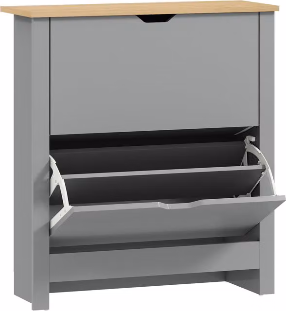 HOMCOM Scarpiera 12 paia, armadio porta scarpe stretto con 2 cassetti ribaltabili e ripiani regolabili, grigio chiaro   Aosom Italy