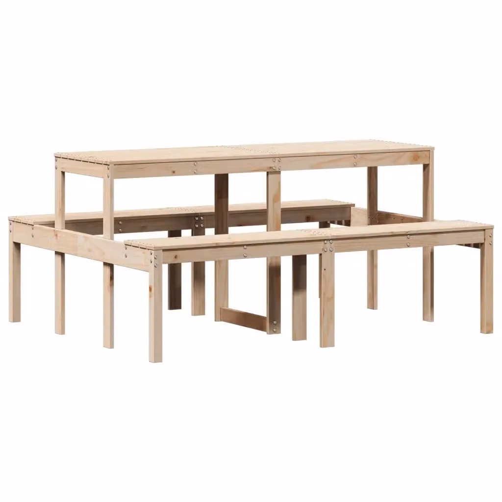 Tavolo da picnic rettangolare vidaXL in legno di pino beige L/P/H: 160 x 134 x 75 cm – 2