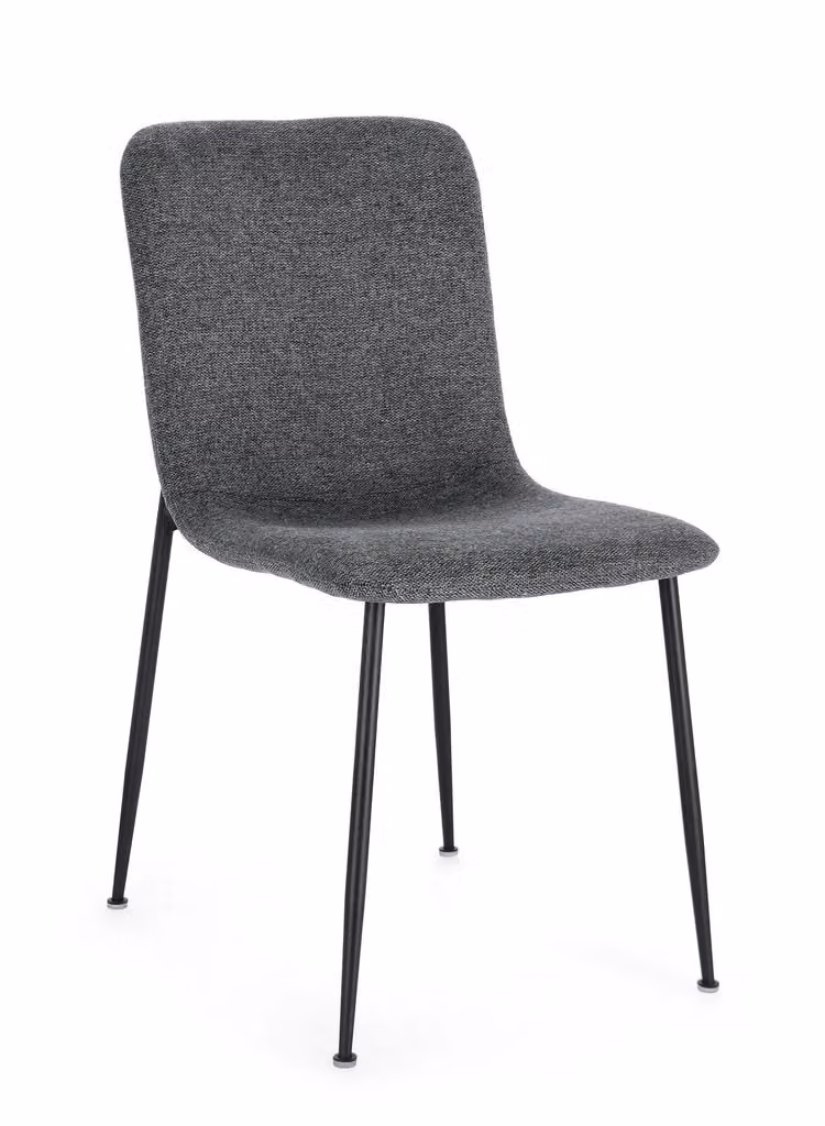 Set di 4 sedie RINAS grigio scuro e gambe acciaio nero