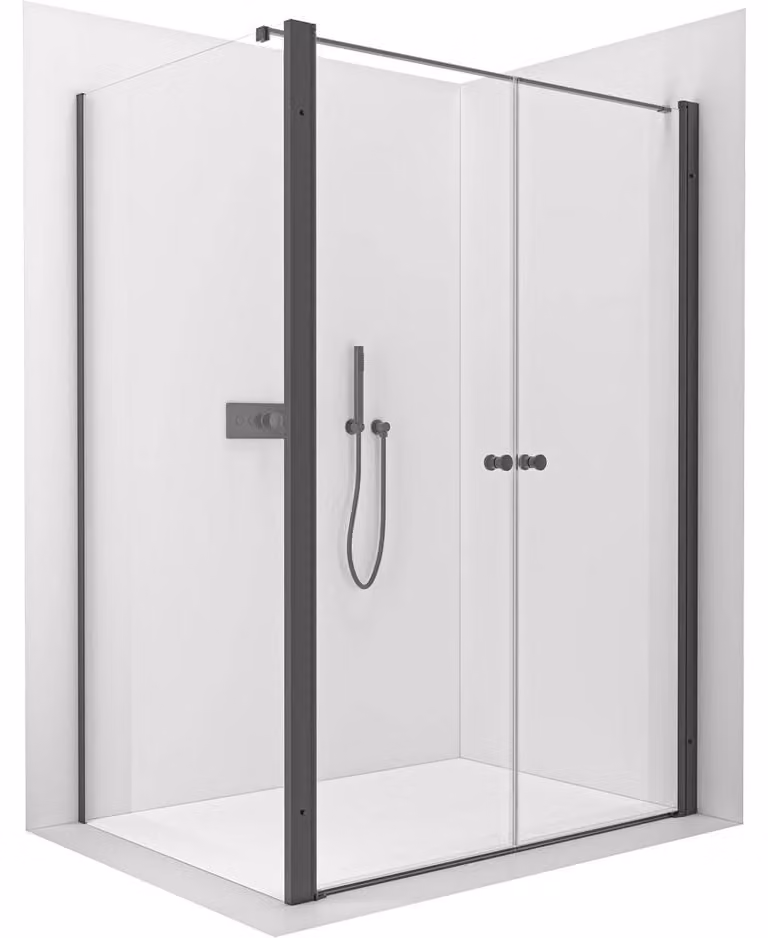 Cabina doccia Antelo L - L/P - vetro da 6 mm - nero opaco, vetro trasparente - 104x40 cm - girevole