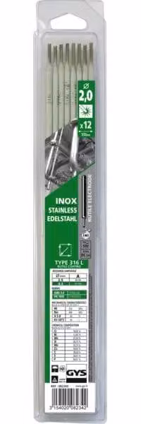 Elettrodi speciali GYS in acciaio inox O2.0mm (x12)