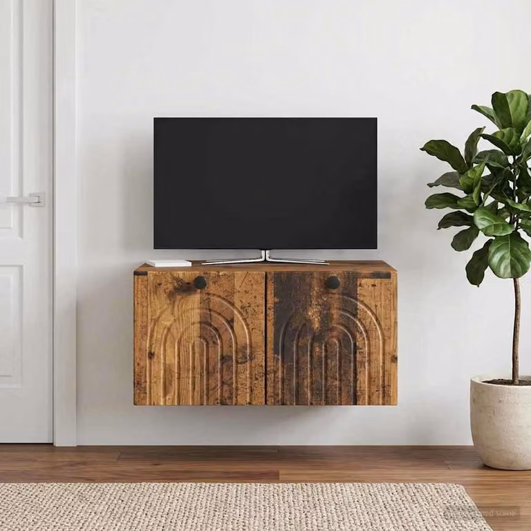vidaXL Mobile Porta TV da Muro in Legno Antico Marrone L: 59,5 cm, P: 41 cm, H: 30 cm