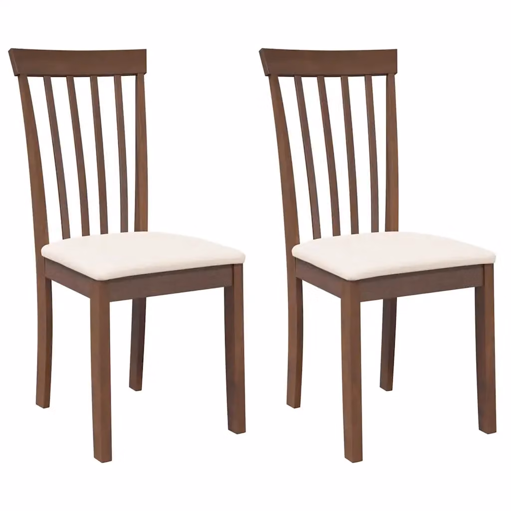 Set di 2 sedie da pranzo moderne vidaXL in legno di Hevea marrone con cuscini beige – 2