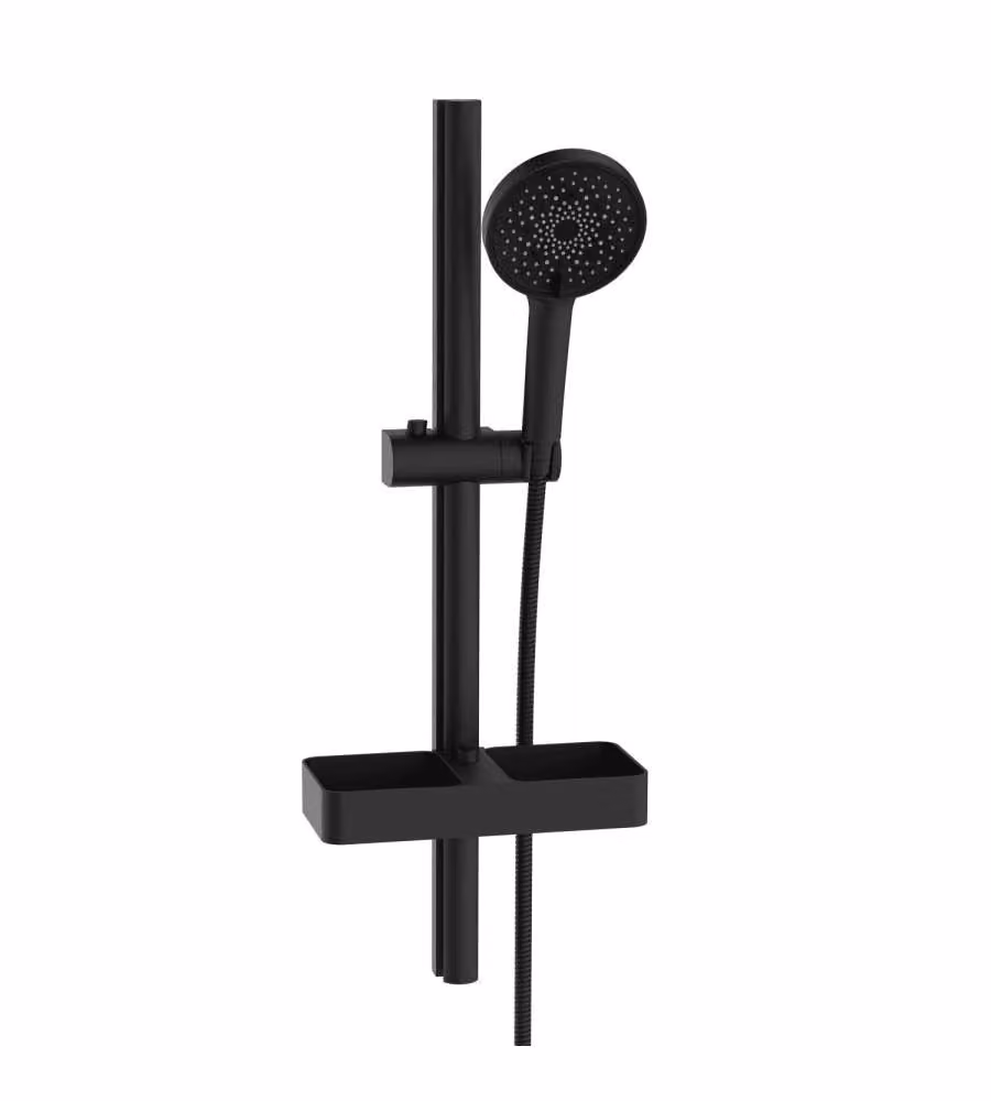 Lift - Saliscendi doccia 3 getti con mensola porta oggetti nero 68 cm