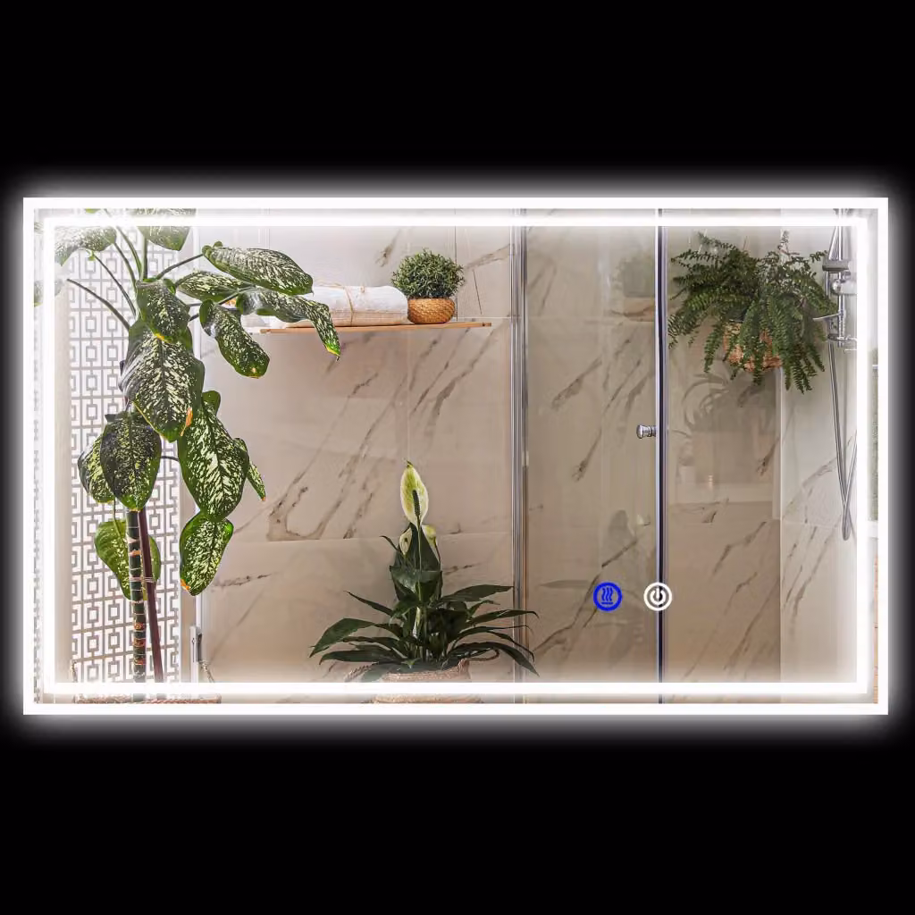 Specchio da bagno rettangolare Zephmum con luce LED e touch switch, Bianco, L: 100 cm, H: 60 cm – 2