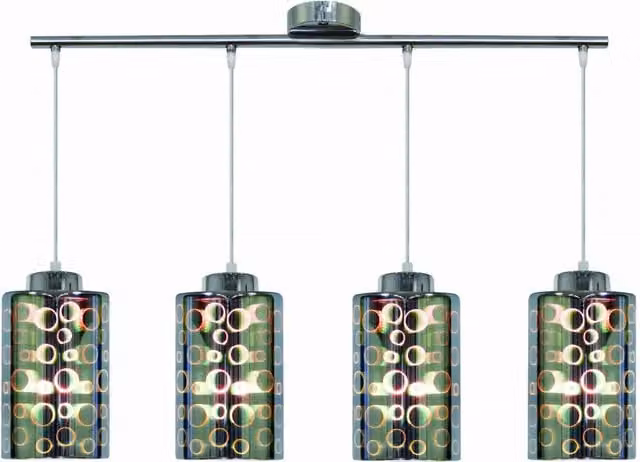 Lampadario a sospensione moderno Candellux Nocturno 34-57723 in metallo e vetro cromo con 4 lampadine E27, regolabile in altezza