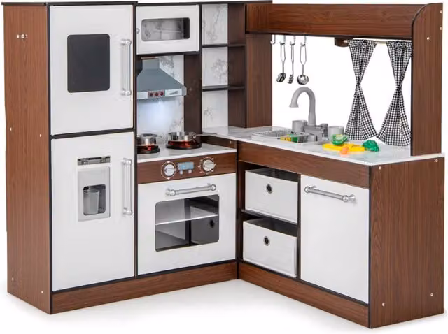 Cucina giocattolo angolare Design Mania con luci, suoni e sistema di circolazione dell'acqua, colore marrone – 1