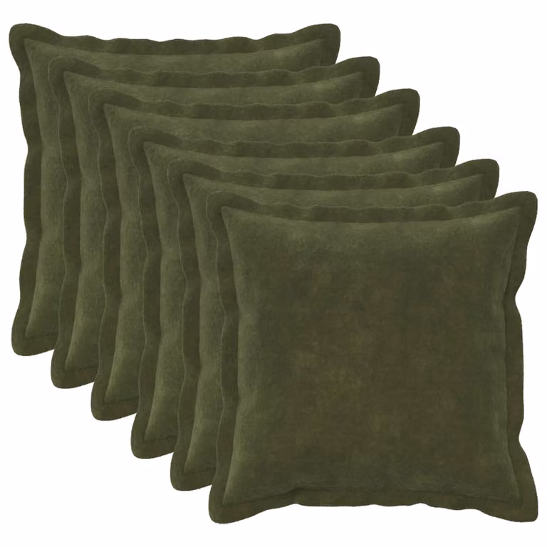vidaXL Cuscino con cuscino HOUTEN 6 pz Verde Fleece in microfibra
