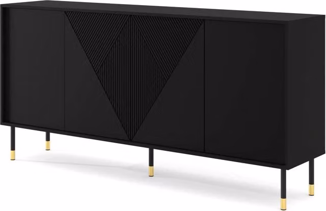 Mobile Woody 4D 180 Bim Furniture Nero Opaco e Oro