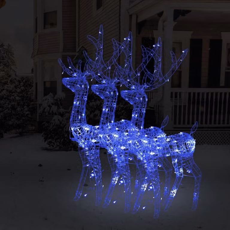 The Living Store Renna LED 3 pezzi acrilico 120 cm Blu