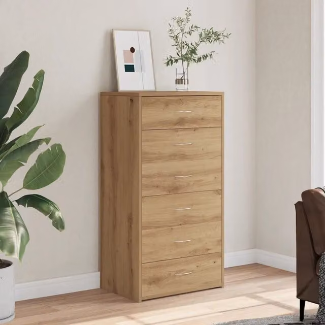 Credenza Buffet Armadio da Cucina Design Mania in Rovere Marrone con 6 Cassetti L 50 cm x P 34 cm x H 96 cm