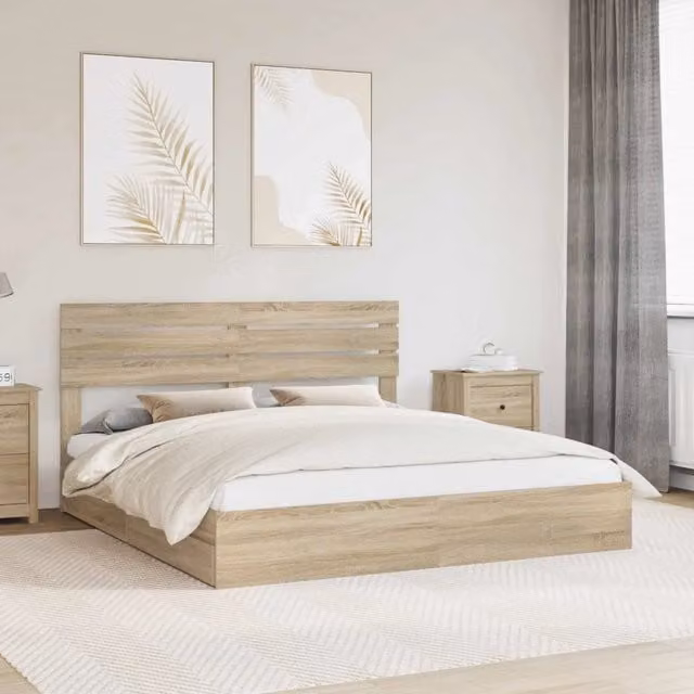 Letto con Contenitore con cassetto Rovere Sonoma 180 x 200 cm 3411550