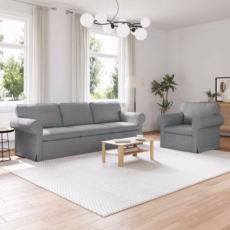 vidaXL Set di divani 2 pz Grigio chiaro Tessuto