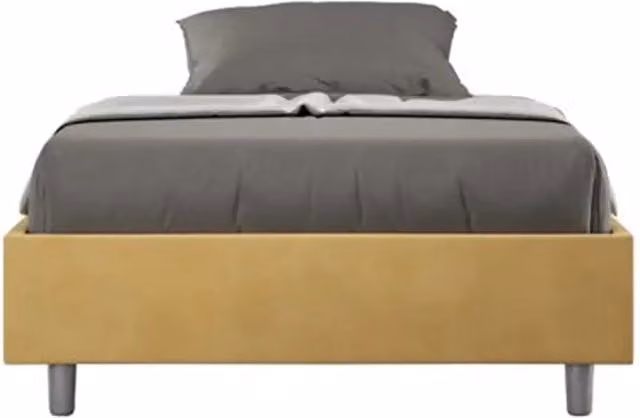 Letto singolo senza rete imbottito 100x190 microfibra ocra Azelia