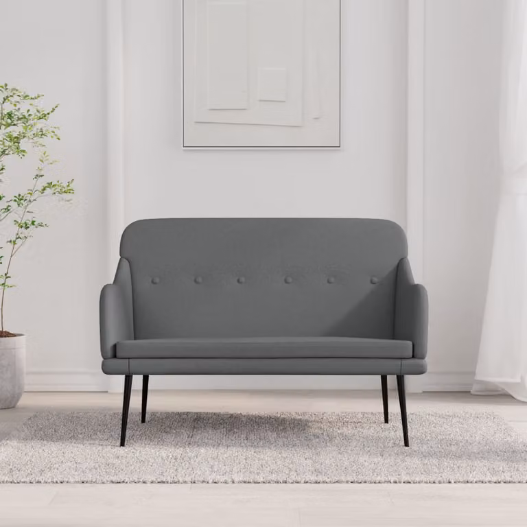 Panca vidaXL Grigio con Braccioli in Tessuto e Struttura in Metallo, L 110 x P 76 x H 80 cm