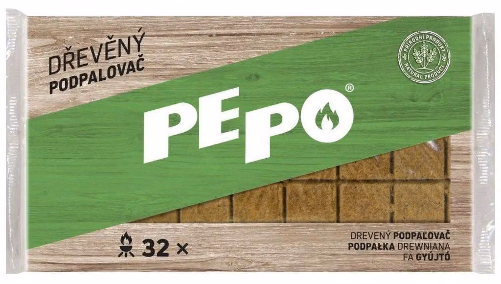 Accendifuoco PE-PO® solido di legno, 32 pz, per barbecue, stufe, caminetti, forni