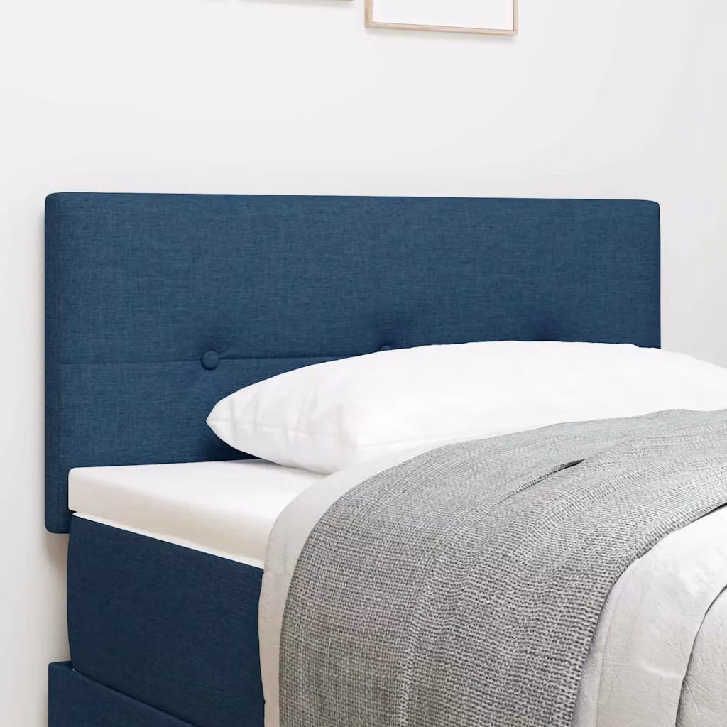 Testiera per letto vidaXL con illuminazione LED e porta USB, rivestimento in tessuto blu, Larghezza: 90 cm