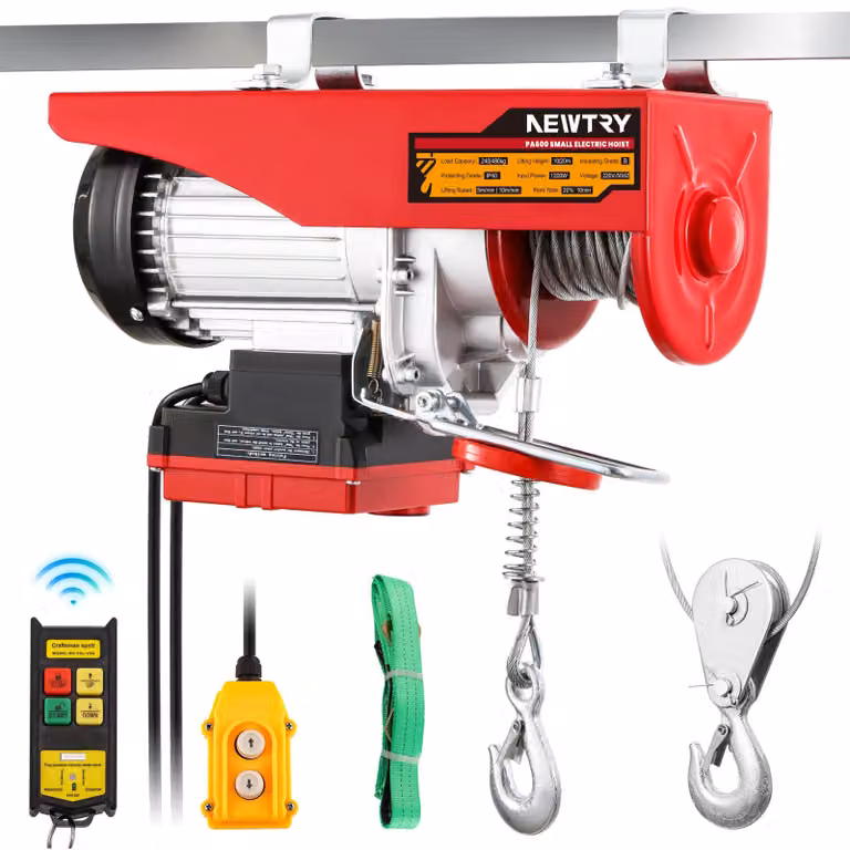 Verricelli elettrici da 240/480 kg, con un'altezza di sollevamento di 20/10 metri, e una potenza di 1200 W