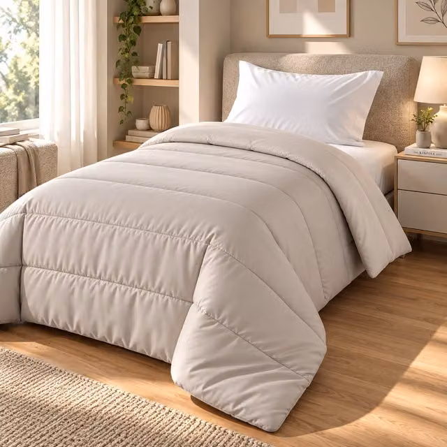 Trapunta invernale singola Warm Hugs Datex color sabbia, reversibile in microfibra