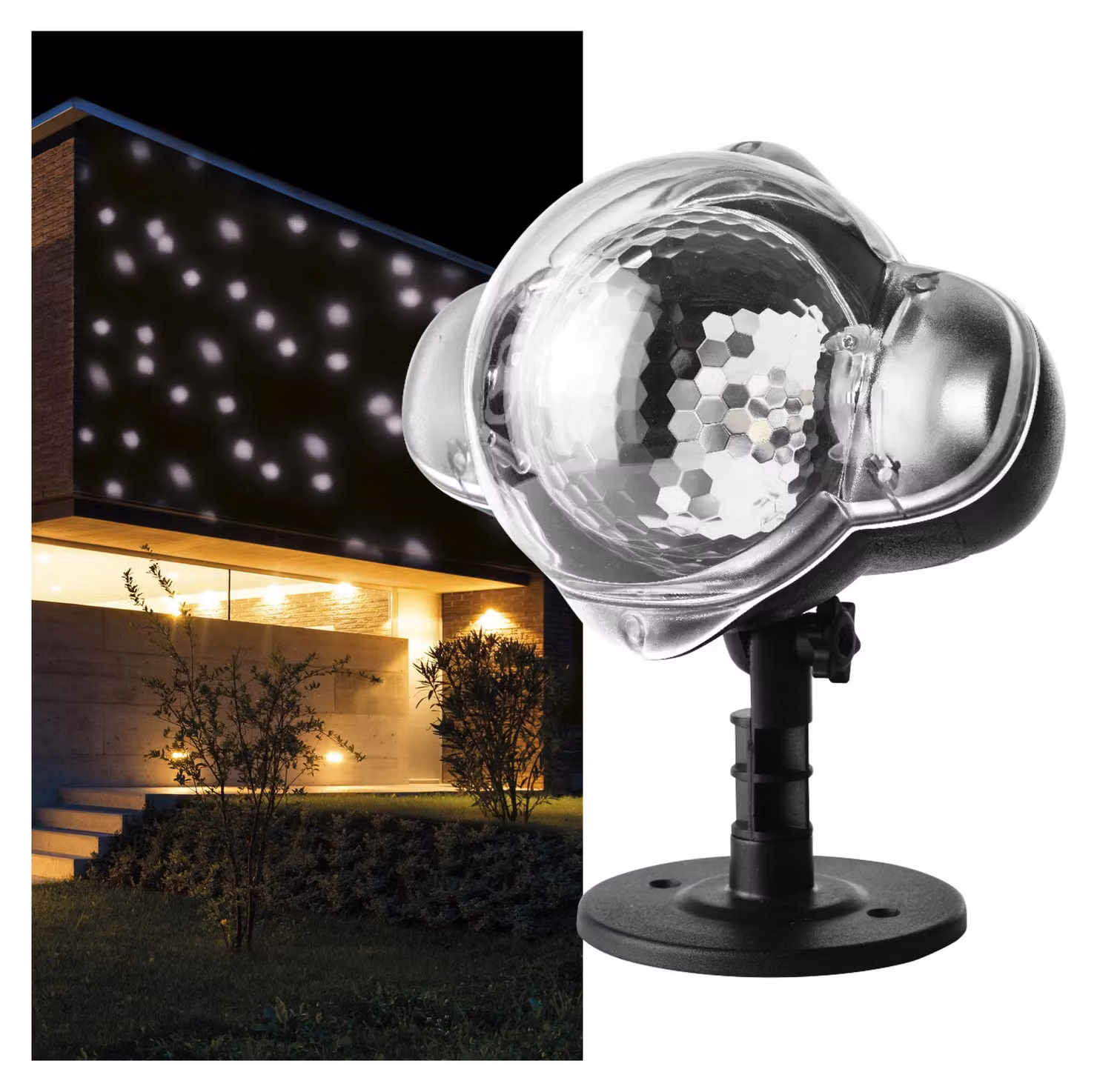 Proiettore di neve a LED, effetto neve artificiale, grado di protezione IP44, cavo da 3 metri, colore nero