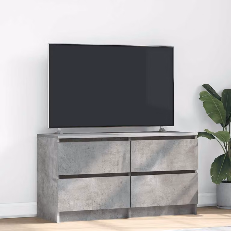 vidaXL Mobile Porta TV Moderno in Legno e MDF Grigio con Ruote L 100 x P 35 x H 54 cm