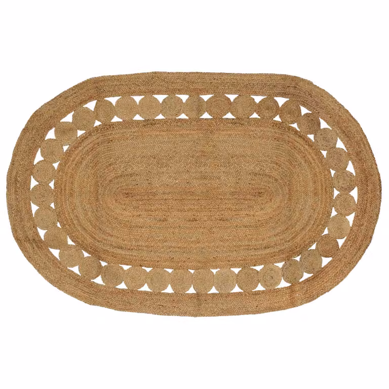 Tappeto da area rettangolare in juta vidaXL, stile moderno e astratto, beige e marrone, L: 205 cm, P: 305 cm