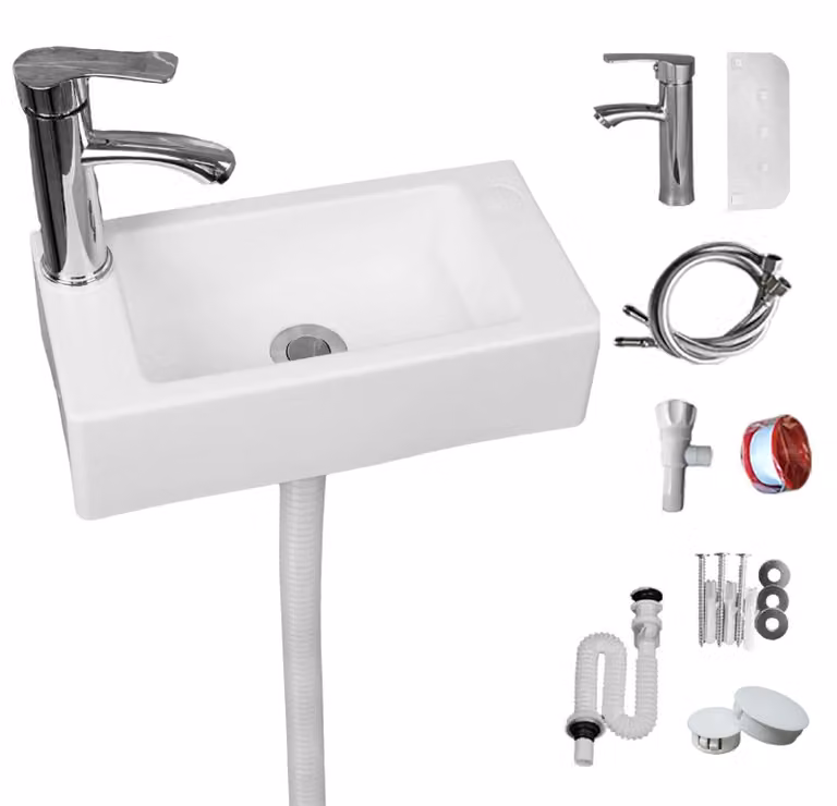 Set di lavabo in plastica da montare a parete, ideale per il bagno
