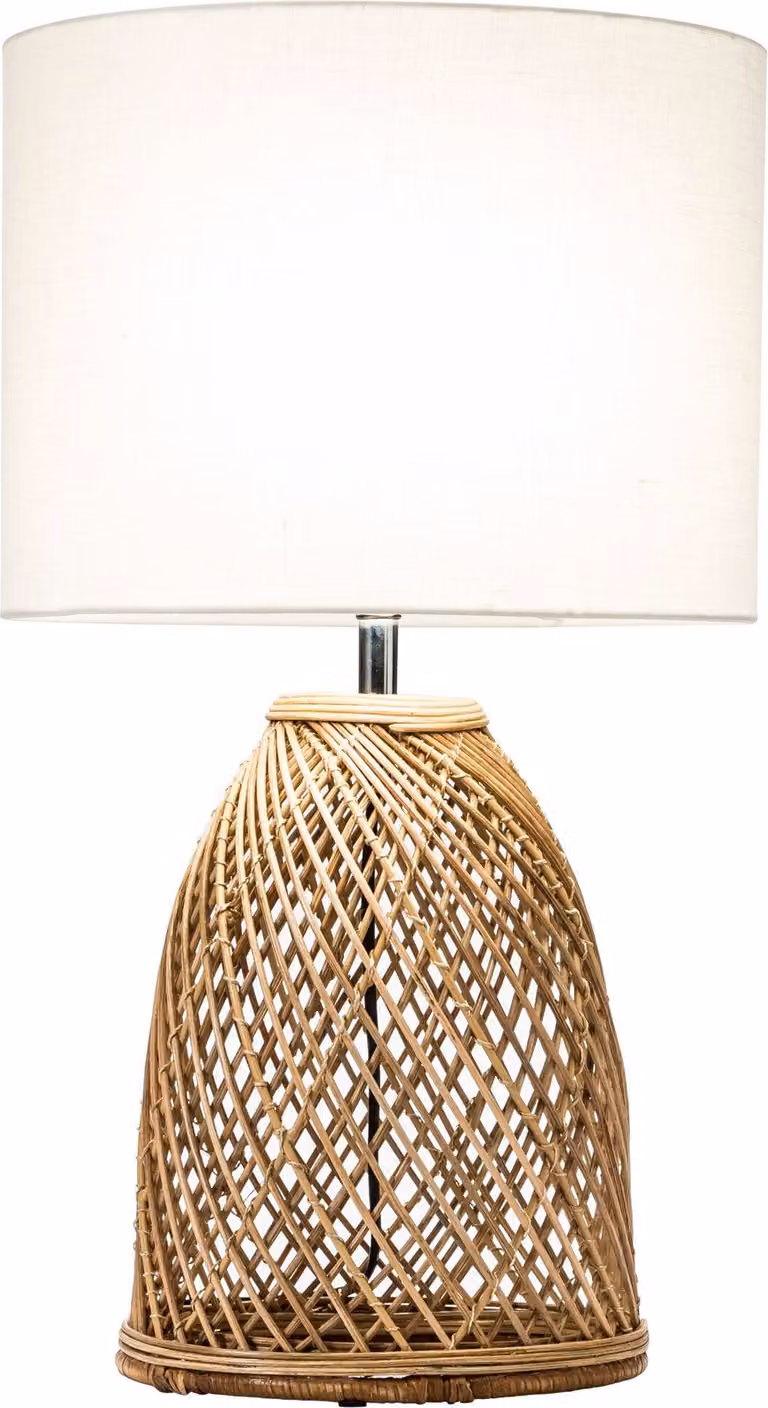 Lampada da tavolo Asianliving Fine Spann in vimini con paralume in iuta D35xH54cm